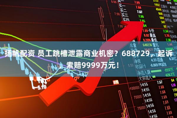 扬帆配资 员工跳槽泄露商业机密？688729，起诉，索赔9999万元！